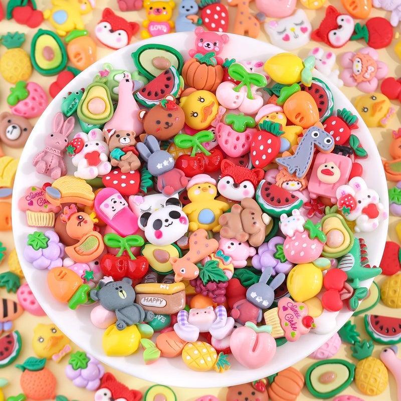 Glitzest 100PCS TINKRSTUFF Fruit Slime Charms Cute Flatback Resin Charms for Slime, Random Kawaii Decoden Charm for Embellishments Phone Junk Case Charms Bulk, Hairpins Scrapbooking Crafting & DIY Decoration - Image 4